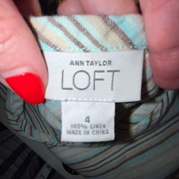 Ann Taylor Loft straight ruffle linen skirt 4 - Picture 2 of 5